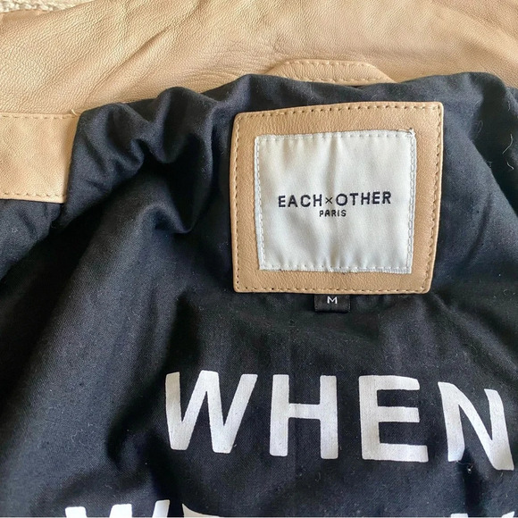 Each X Other Paris Leather Biker Moto Jacket, Light Tan, Size M - Picture 10 of 11
